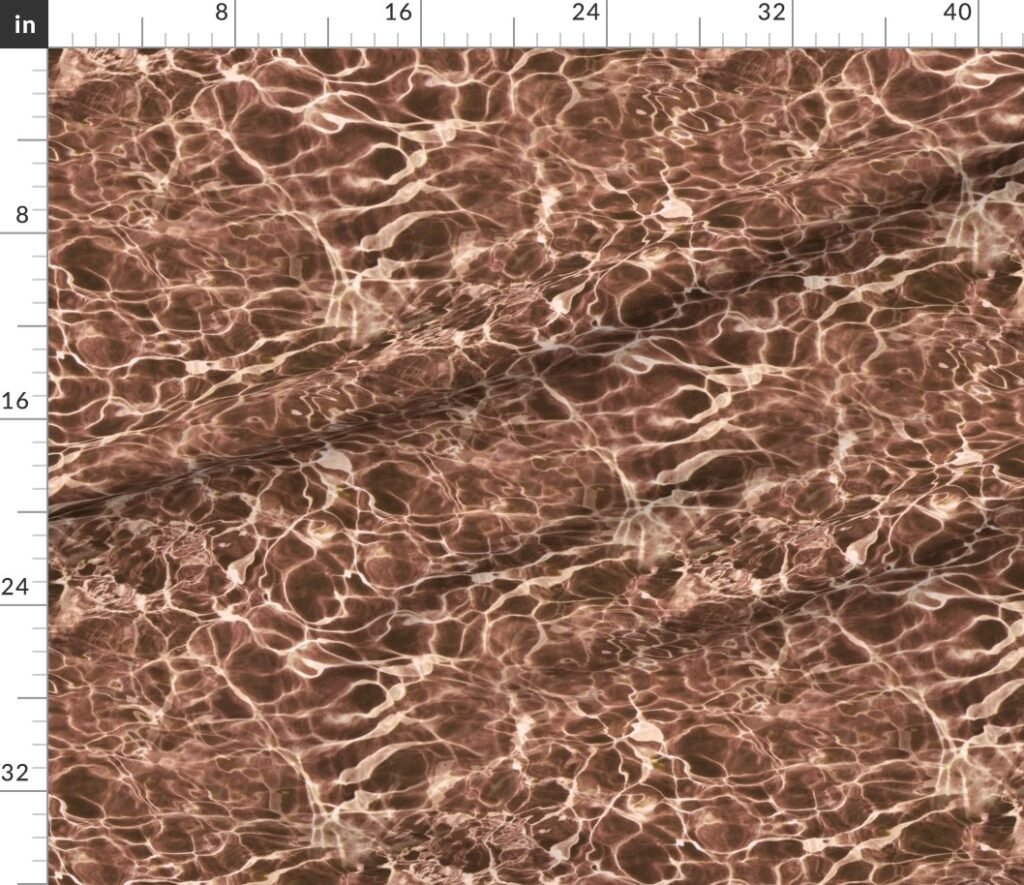 Sedona Sunlit Water Ripples in Warm Brown Fabric design