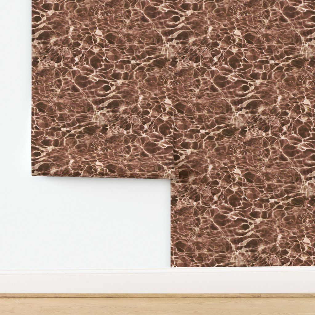 Sedona Sunlit Water Ripples in Warm Brown Wallpaper design