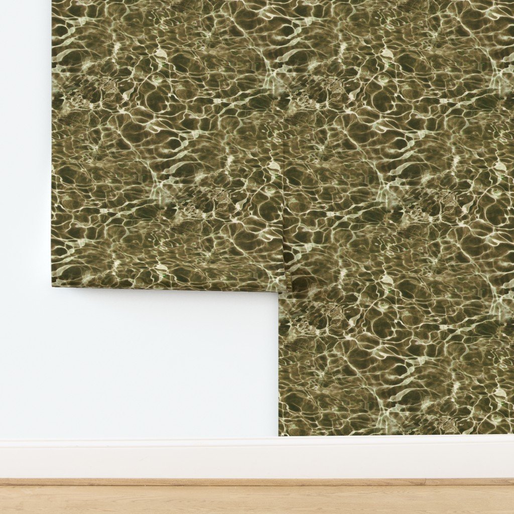 Key Largo Seagrass Water Ripples in Deep Olive Wallpaper design