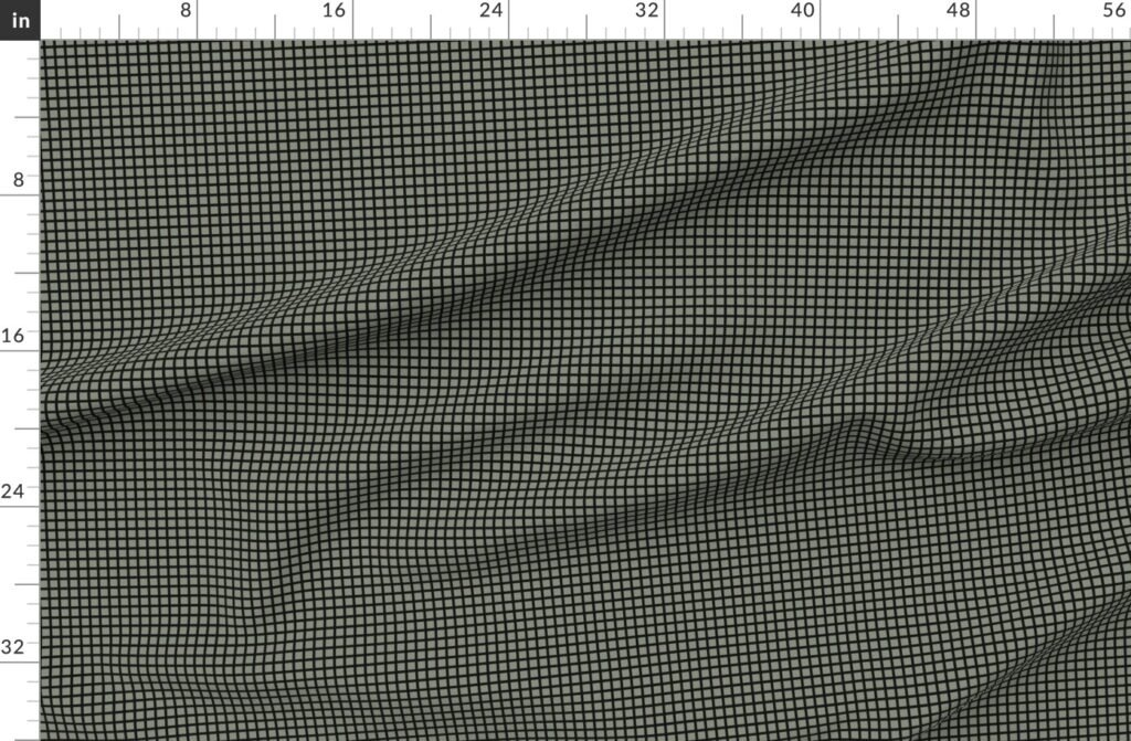 Classic Black and Sage Green 1/2 Inch Grid Fabric design