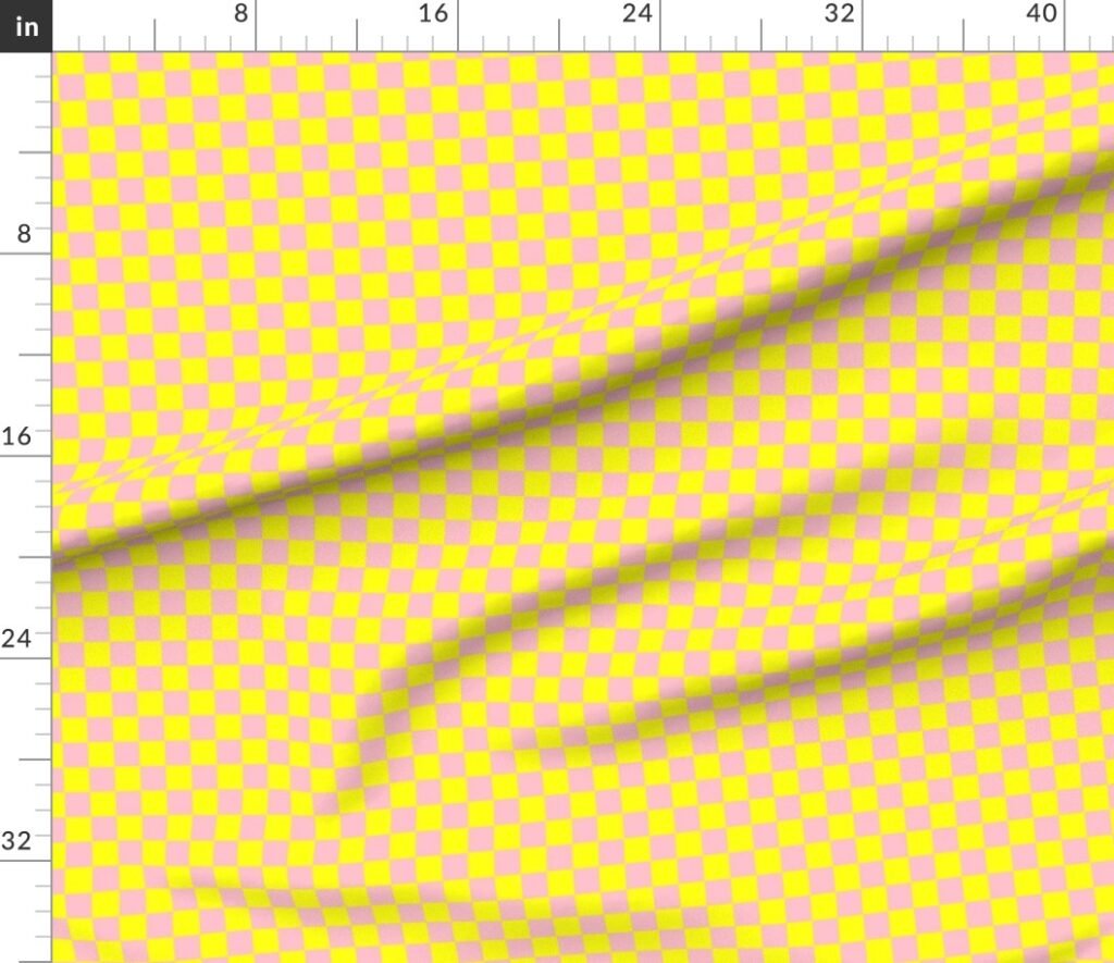 Classic Pink and Yellow 1 Inch Check Fabric design