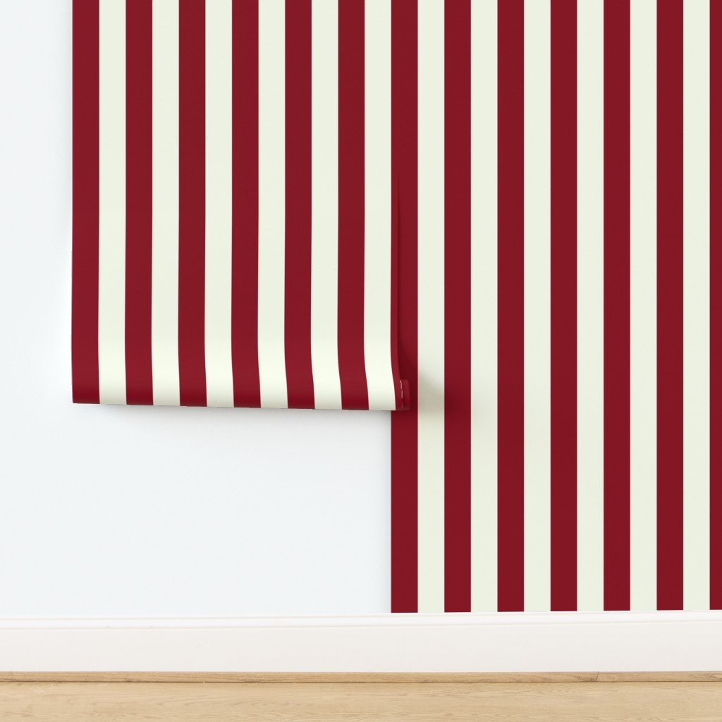 Classic Burgundy and Ivory 2-inch Vertical Stripes Home Decor Collection design