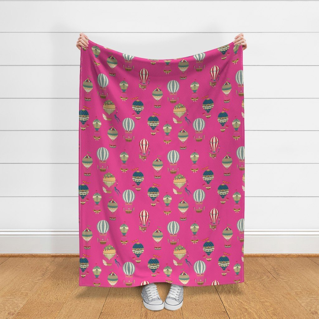 Vintage Hot Air Balloons on Hot Pink Home Styling Collection Design Collection helium balloons fabric