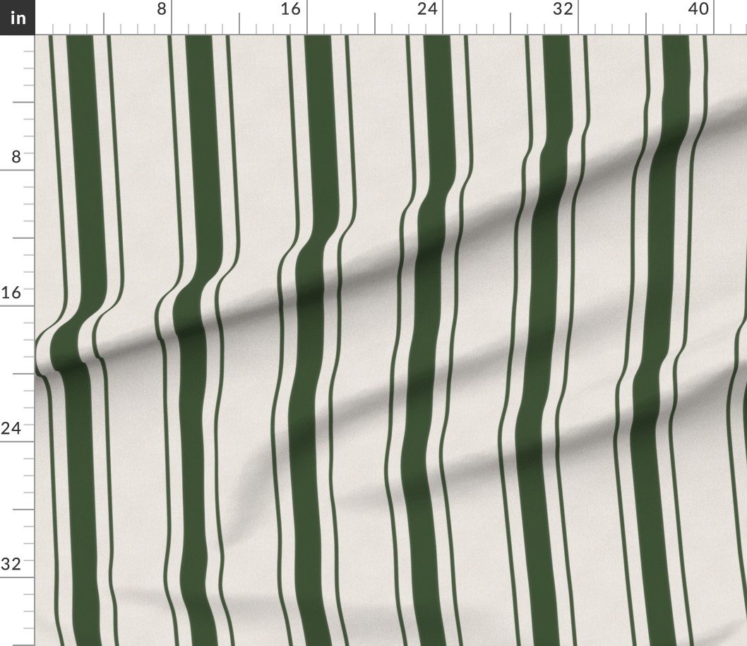 Forest Green Antique Vintage Mattress Ticking Stripe on Cream Decor Collection Home Decor Collection forest green fabric