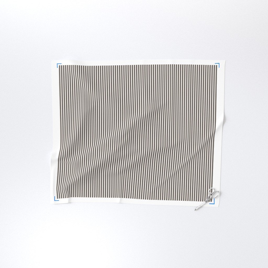 Micro Coal Black Antique Vintage Mattress Ticking Stripe on Cream Fabric bohemian fabric