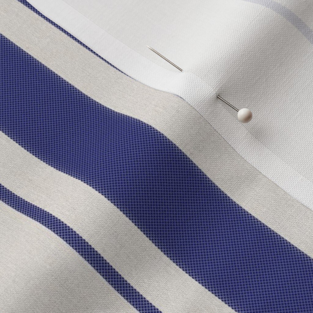 Medium Cornflower Blue Antique Vintage Mattress Ticking Stripe on Cream Home Decor Collection Home Styling Collection bed linen fabric