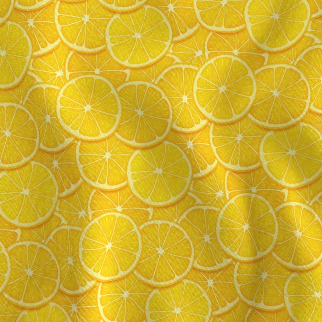 Lemon Citrus 3 inch Fruit Slices in a Zesty Repeat Pattern Fabric lemon citrus fruit fabric