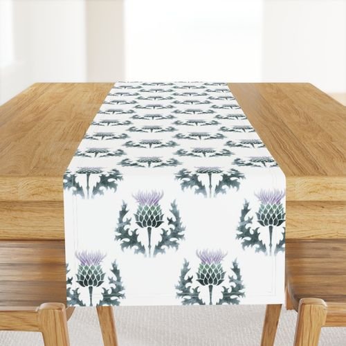 Large Watercolor Scottish Thistle Flower of Scotland Design Collection Decor Collection scotland thistle table runner design