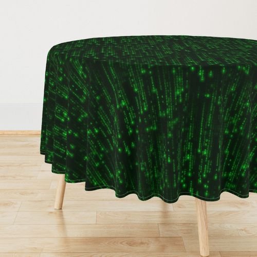 Bright Neon Green Digital Rain Computer Code Home Styling Collection Decor Collection bright tablecloth design