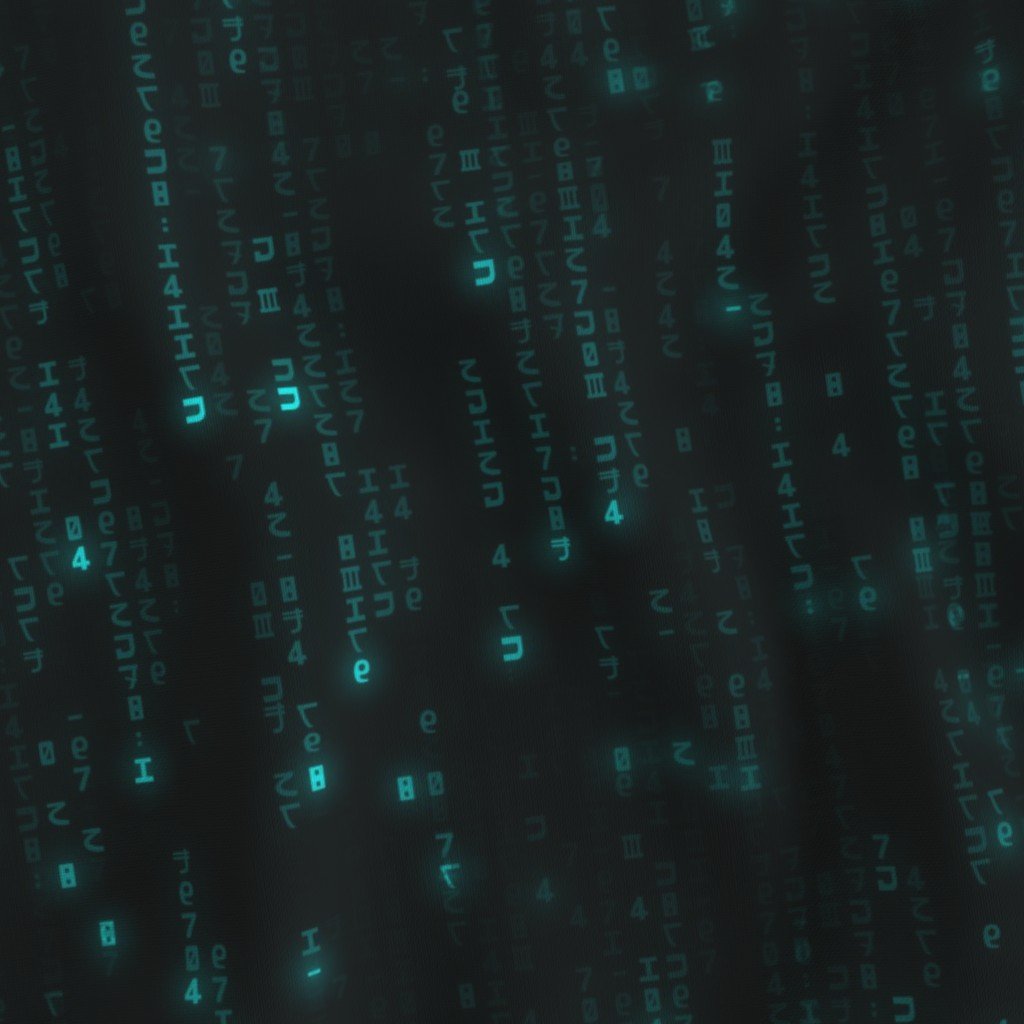 Neon Aqua Digital Rain Computer Code Fabric computer code fabric