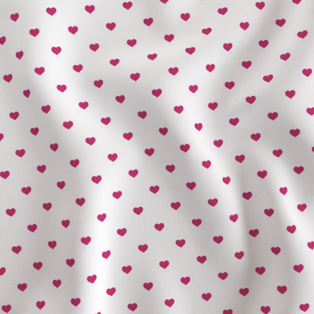 Mini Bubble Gum Pink Color Valentines Polkadot Love Hearts on White Design Collection Home Styling Collection bubble gum and white fabric