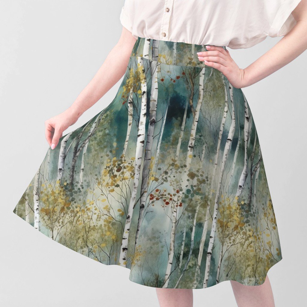 Endless Birch Tree Dreamscape Trees in Misty Forest Watercolor Design Collection Home Decor Collection birch woods fabric