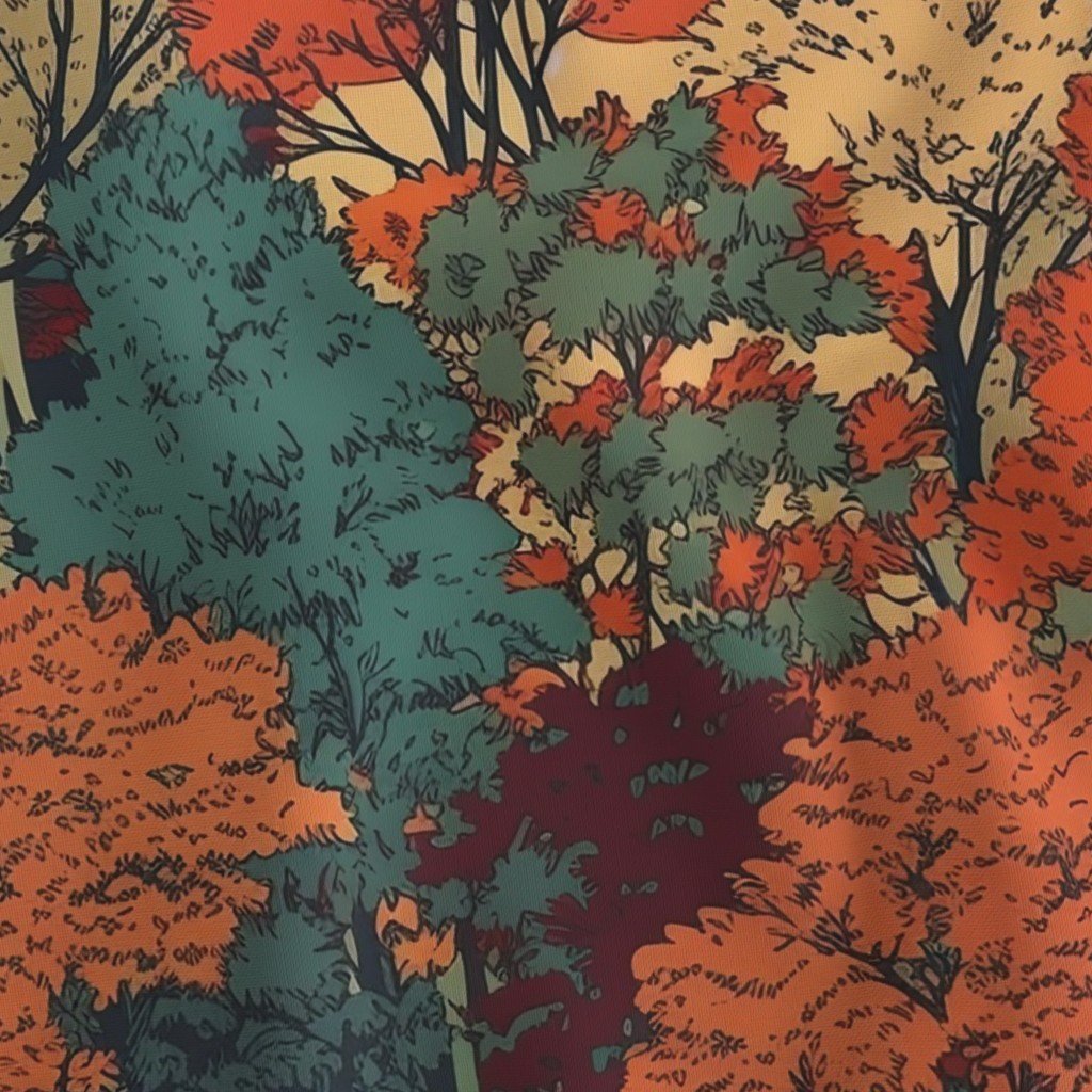 New England Endless Forest Fall Trees Home Styling Collection Home Styling Collection new england fabric