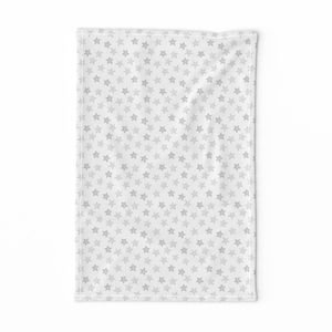 Small Faded Silver Christmas Stars on White Design Collection Design Collection christmas pattern tea towel design