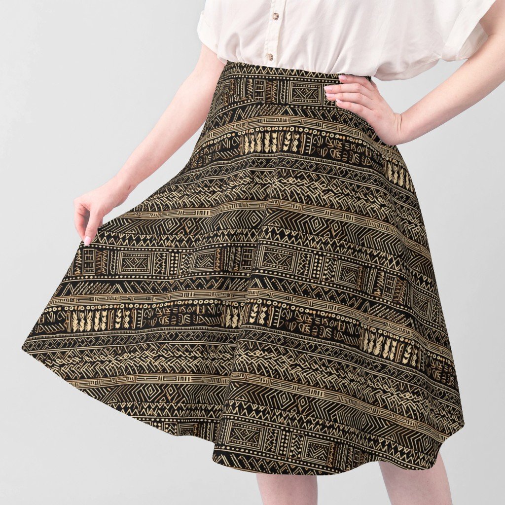Tribal Mudcloth Boho Ethnic Print in Black and Cream Fabric ethnic mudcloth fabric