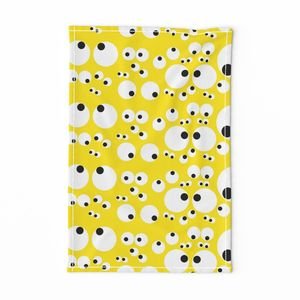 Googly Goo Goo Eyes on Neon Yellow Interior Collection Design Collection black irises tea towel design