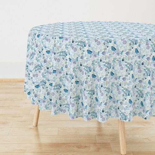 Small Blue and Lilac Shards of Tumbled and Scattered Watercolor Seaglass Decor Collection Home Styling Collection sea glass tablecloth design
