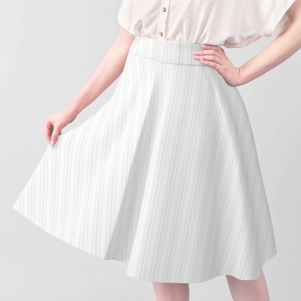 Light Dove Grey Thin Ticking Stripes on White Fabric calm fabric