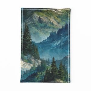 Olympic National Park Summer Watercolor Mountain Landscape Interior Collection Interior Collection nature tea towel design
