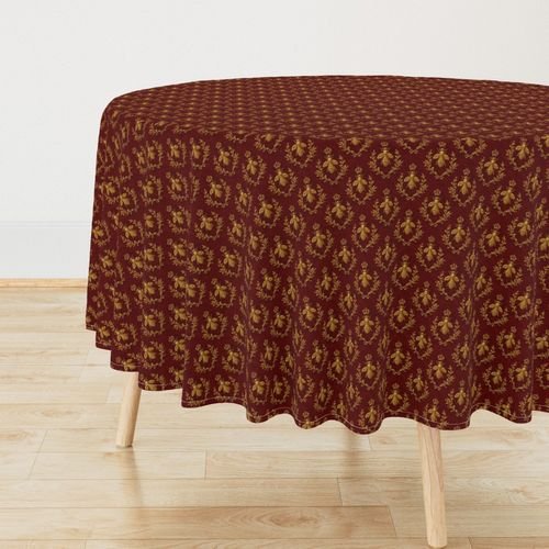 Small Napoleonic Royal Bee and Laurel Wreath Pattern on Crimson Red Home Styling Collection Home Styling Collection french empire tablecloth design