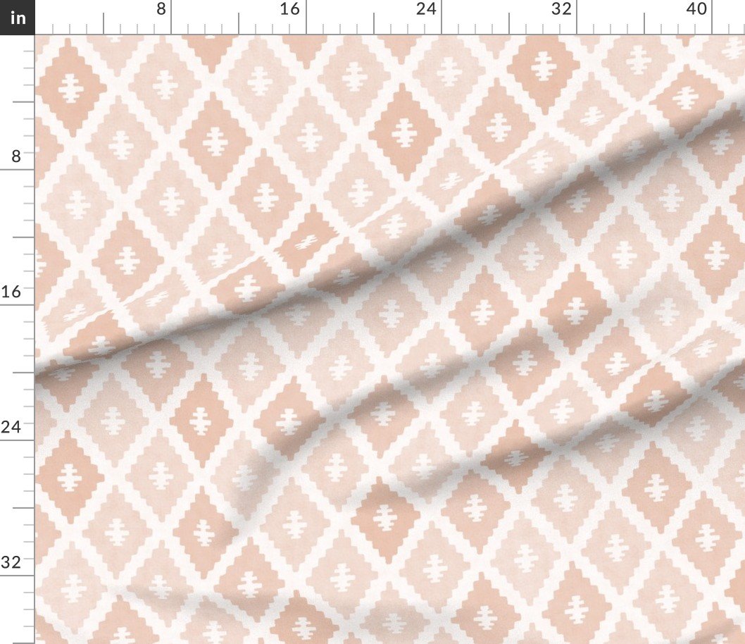 Large Sun Faded Mediterranean Diamond Pattern in Peach Sand Pink Decor Collection Interior Collection faded coral fabric