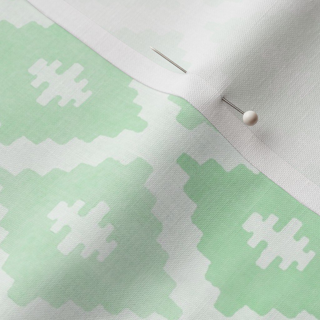 Small Sun Faded Mediterranean Diamond Pattern in Seafoam Mint Green Design Collection Interior Collection pale mint fabric