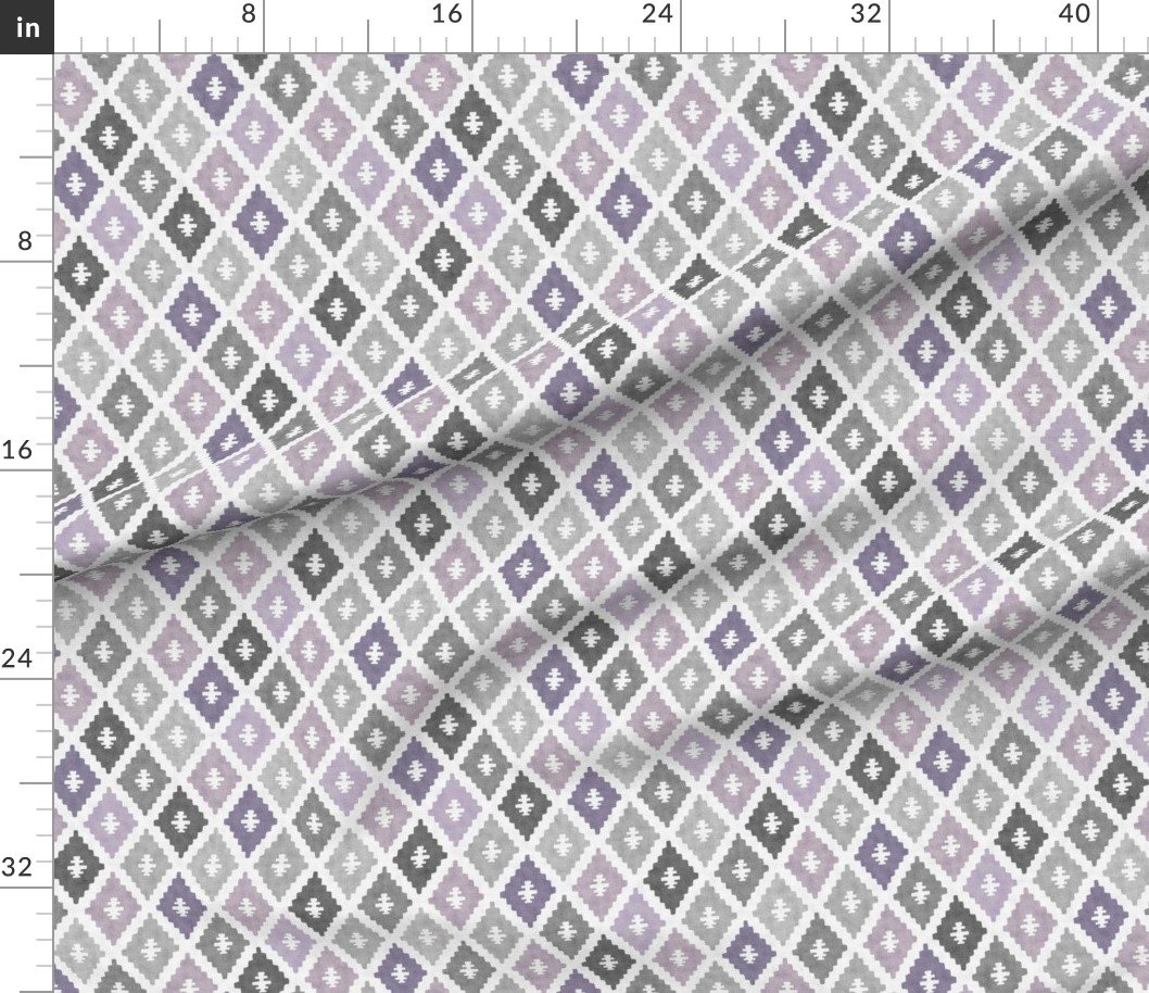 Small Sun Faded Mediterranean Diamond Pattern in Smoky Lavender Slate Decor Collection Home Styling Collection dusty lavender fabric