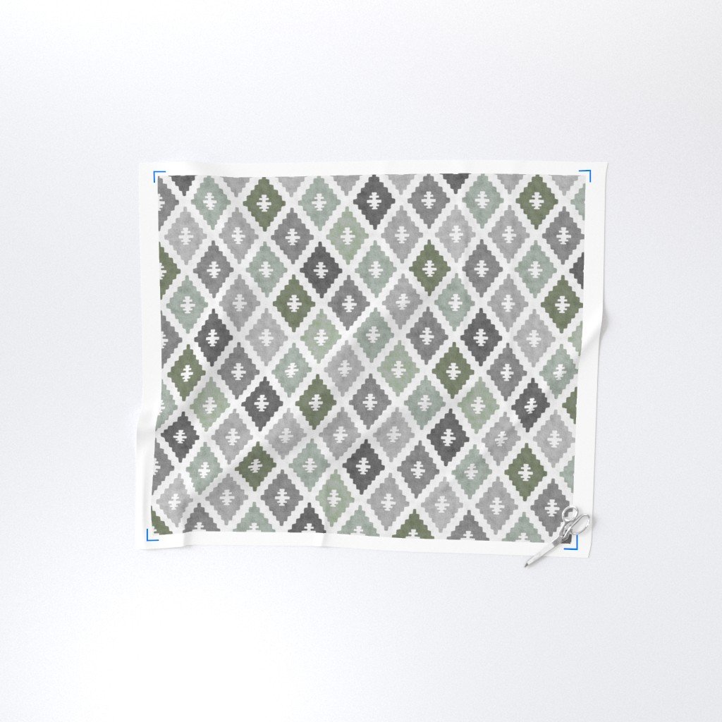 Large Weathered Sage Green Diamond Pattern in Charcoal Gray Interior Collection Decor Collection cool tone fabric