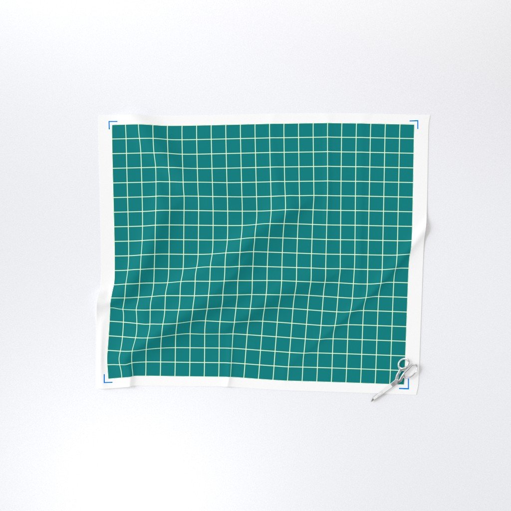 Classic Cream White and Teal 2 Inch Grid Interior Collection Home Styling Collection 2 inch grid fabric