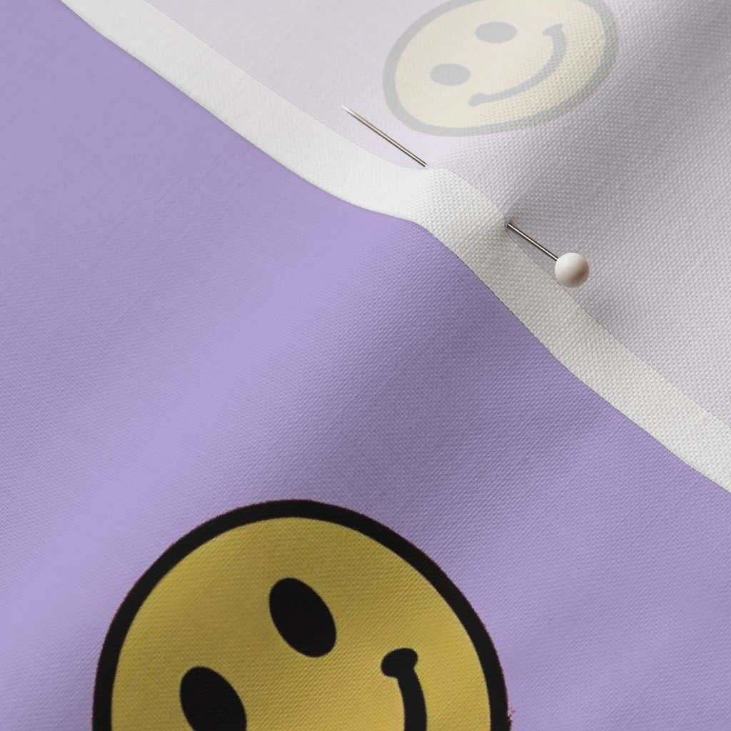 Retro Yellow Smiley Faces on Lavender Home Styling Collection Design Collection kids room fabric