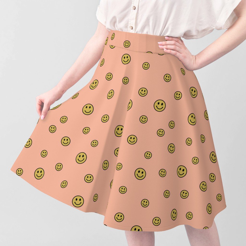 Retro Yellow Smiley Faces on Peach Interior Collection Decor Collection kids room fabric