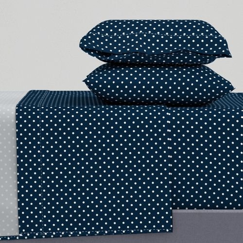 Mini White Polkadots on Navy Blue Interior Collection Design Collection polka dot sheet set design