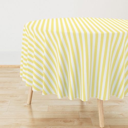 Buttermilk Yellow and White Wide Stripes Decor Collection Home Styling Collection bright yellow tablecloth design