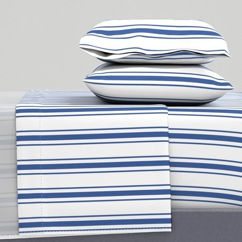 Mattress Ticking Wide Striped Pattern in Dark Blue and White Home Decor Collection Home Decor Collection mattress ticking sheet set design