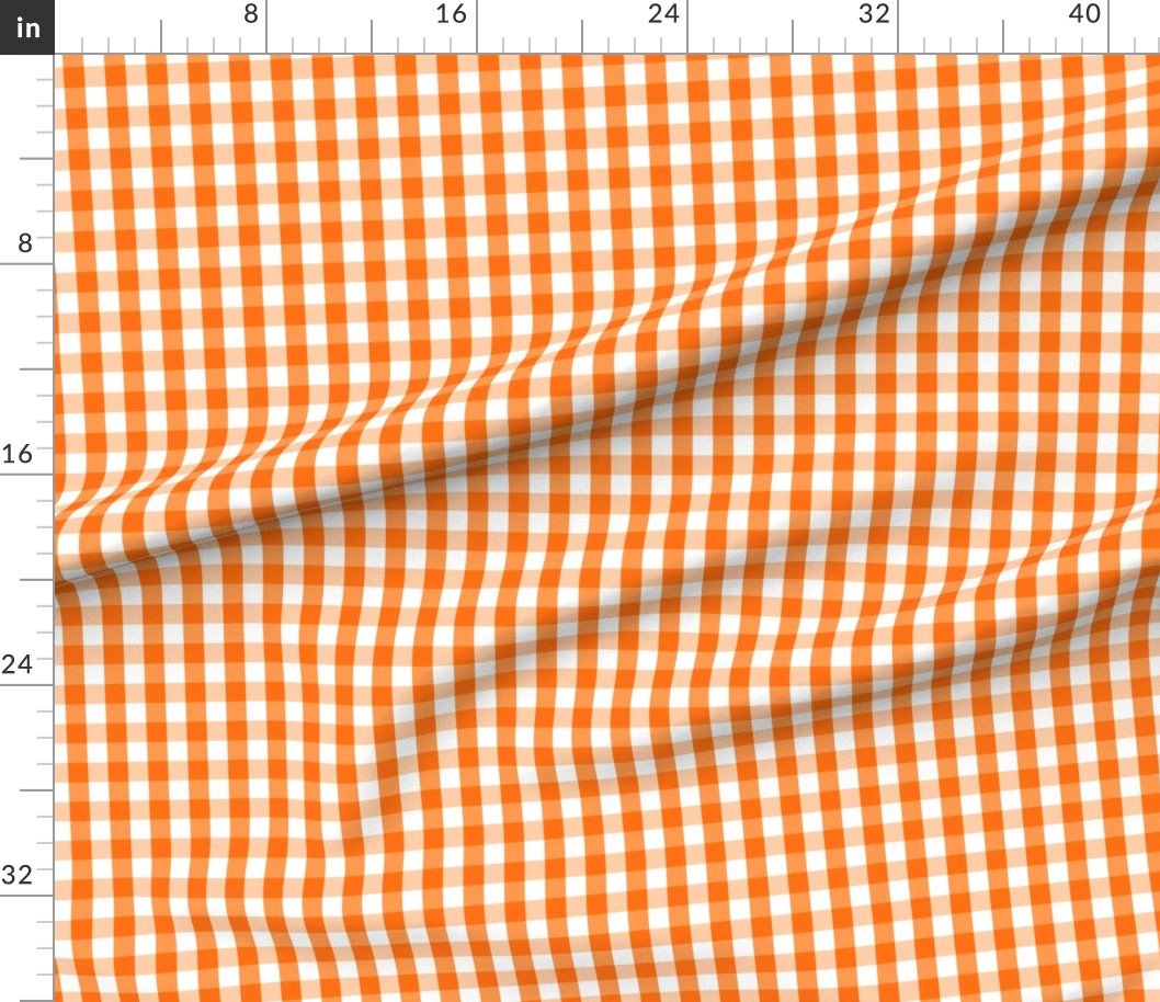 Small Pumpkin Orange and White Gingham Check Pattern Design Collection Home Styling Collection orange and white fabric