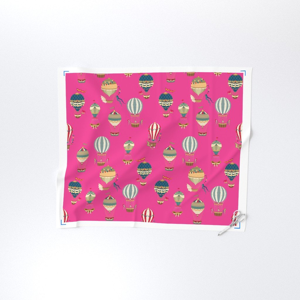 Vintage Hot Air Balloons on Hot Pink Home Styling Collection Design Collection hot air fabric