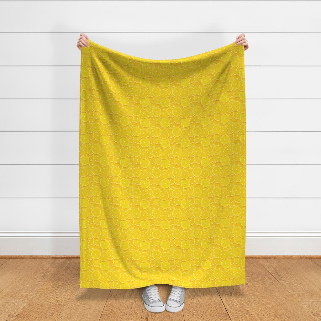 Lemon Citrus 3 inch Fruit Slices in a Zesty Repeat Pattern Fabric lemon fruit slices fabric