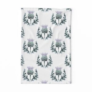 Large Watercolor Scottish Thistle Flower of Scotland Design Collection Decor Collection scottish heather tea towel design