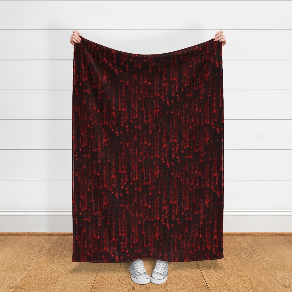Neon Red Digital Rain Computer Code Interior Collection Decor Collection bright fabric