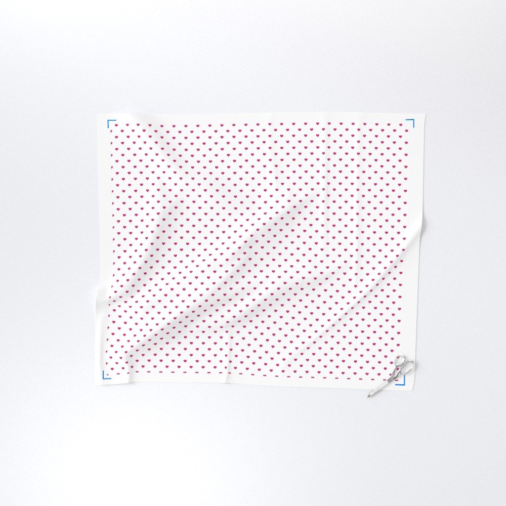 Mini Bubble Gum Pink Color Valentines Polkadot Love Hearts on White Design Collection Home Styling Collection bubble gum white fabric
