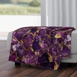 Amethyst and Gold Alcohol Ink 4 Decor Collection Interior Collection gold metallic ink throw blanket design