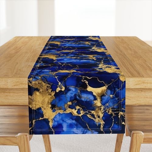 Cobalt Blue and Gold Alcohol Ink 3 Decor Collection Home Decor Collection cobalt ink table runner design