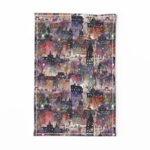New York City Christmas Street Watercolor Home Decor Collection Home Decor Collection ny city tea towel design