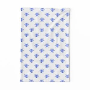 Blue Faux-foiled Bees on White Home Styling Collection Home Decor Collection worker bees tea towel design