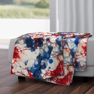 Red White and Blue Alcohol Ink USA Patriotic Flag Colors Alcohol Ink Home Decor Collection Home Styling Collection flag colors throw blanket design