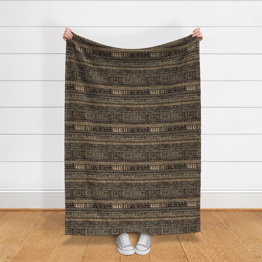 Tribal Mudcloth Boho Ethnic Print in Black and Cream Fabric african mudcloth fabric