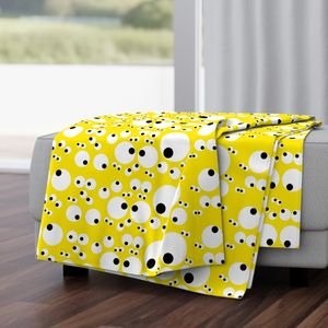 Googly Goo Goo Eyes on Neon Yellow Interior Collection Design Collection bright yellow throw blanket design