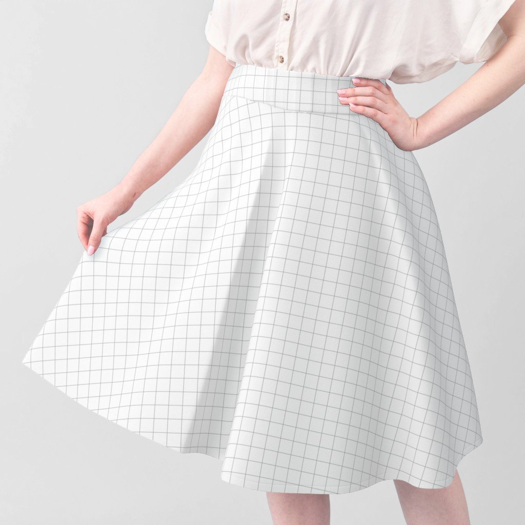 1 Inch Grid Line Pattern with Mid Grey Lines on White Home Decor Collection Home Styling Collection mid grey fabric
