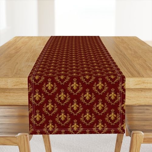 Small Napoleonic Royal Bee and Laurel Wreath Pattern on Crimson Red Home Styling Collection Home Styling Collection gold pattern table runner design