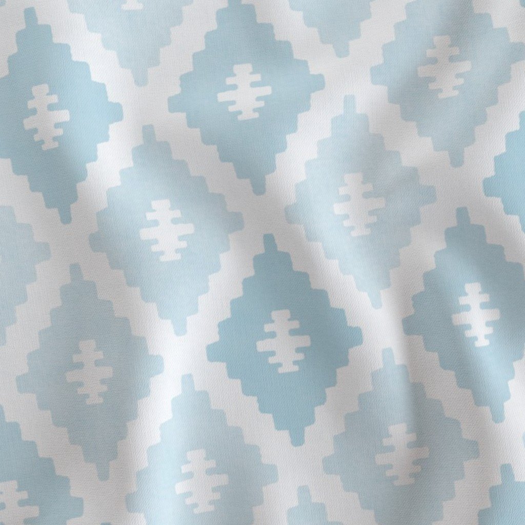 Large Sun Faded Mediterranean Diamond Pattern in Powder Sky Blue Home Styling Collection Home Decor Collection powder blue fabric